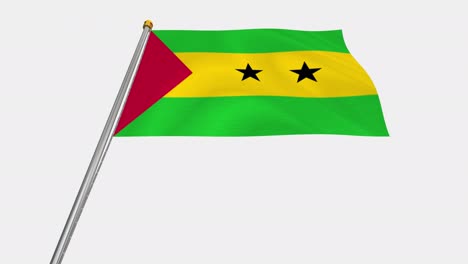 loop video of sao tome and principe flag  fluttering in the wind, slow motion video of 4k , with alpha channel