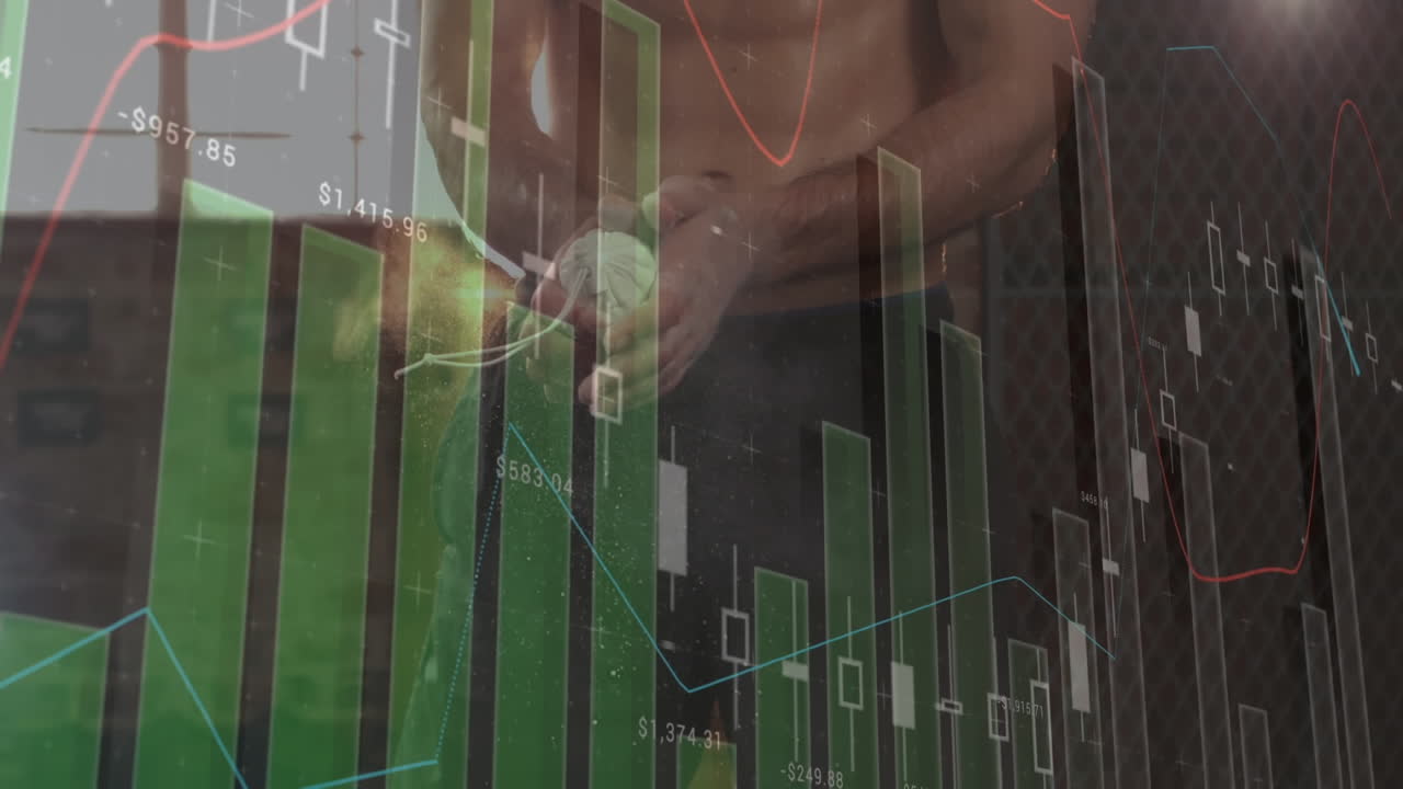 animación del procesamiento de datos y estadísticas sobre el ejercicio de hombres fuertes
