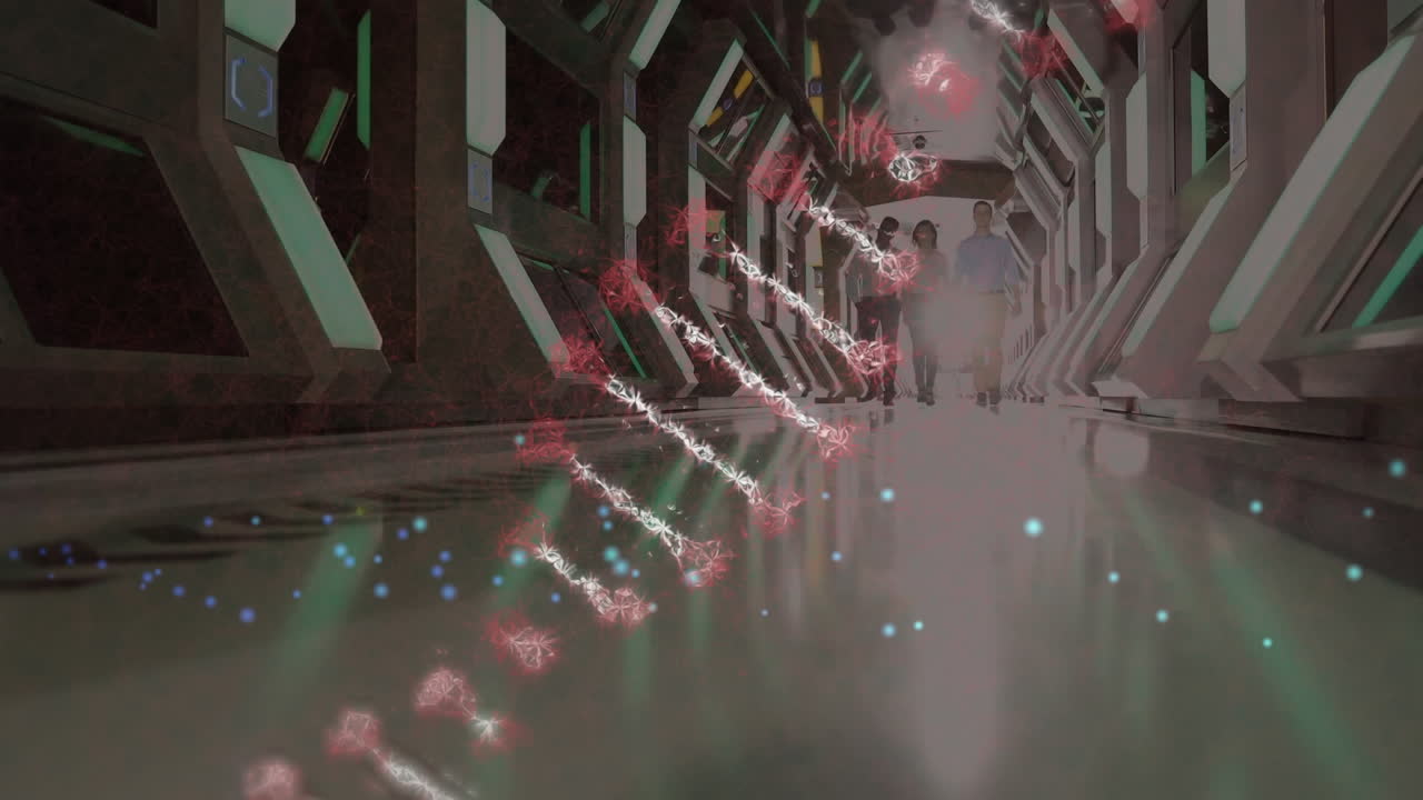 ⁇ 고 있는 사업가 들 위 를 돌고 있는 dna 가닥 의 애니메이션