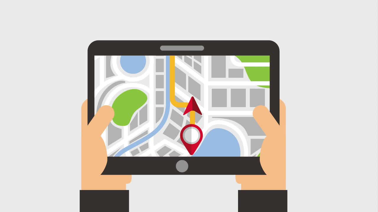 gadget de mano con pin de navegación ubicación del mapa