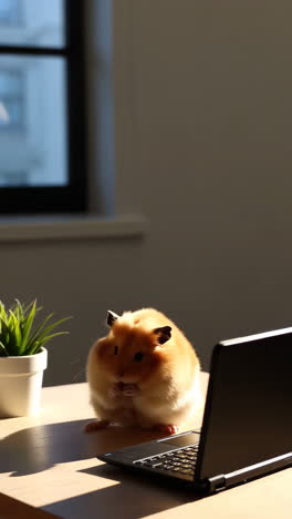 Hamster Working on Laptop