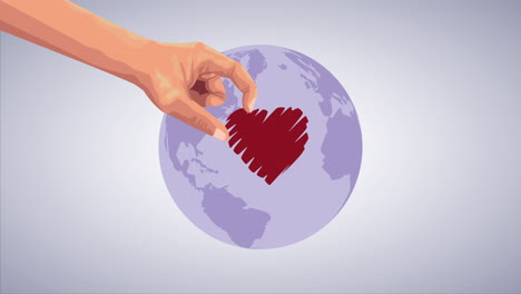 stop the racism campaign with hand lifting heart and earth planet