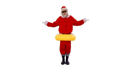 santa claus atrapado en un tubo inflable