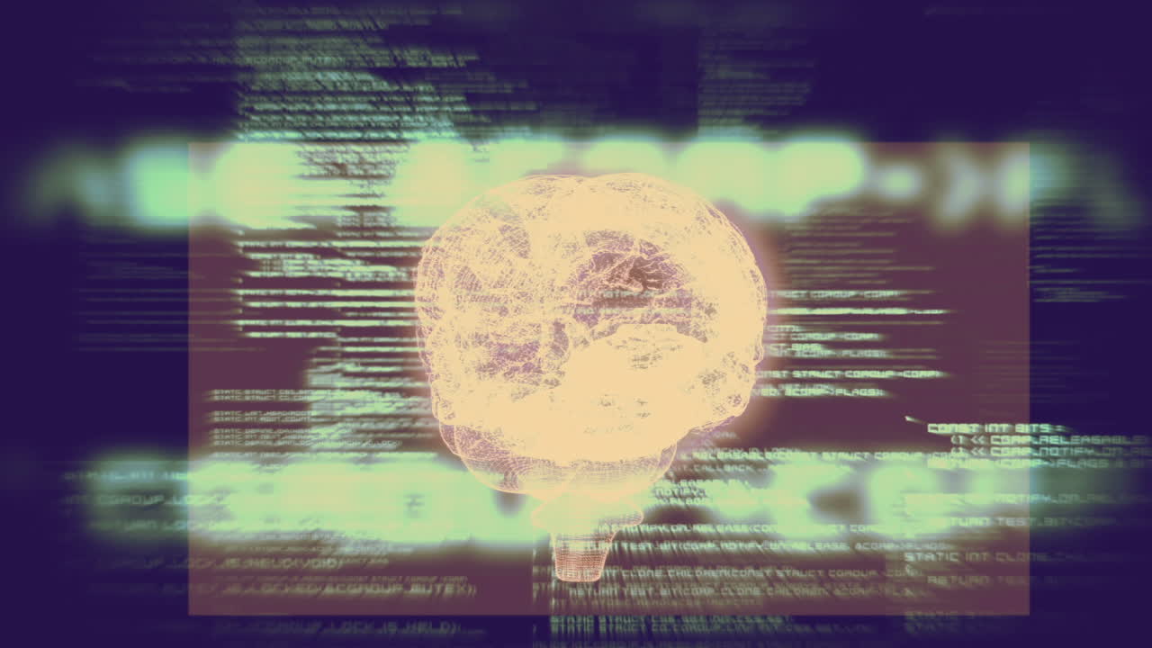 인터페이스 애니메이션과 함께 회전하는 뇌 그래픽