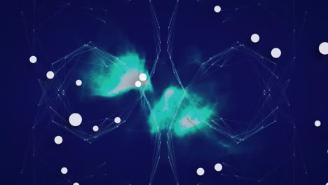 animación de puntos blancos sobre el globo de conexiones y luz azul sobre fondo negro