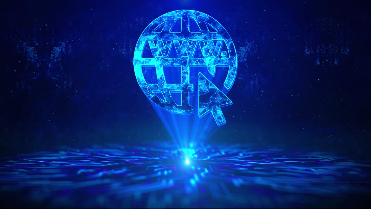 Www globe text with hud rotation digital technology interface sci fi hologram cyberspace loop