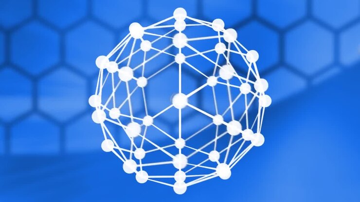 Animation of connectors sphere on blue background
