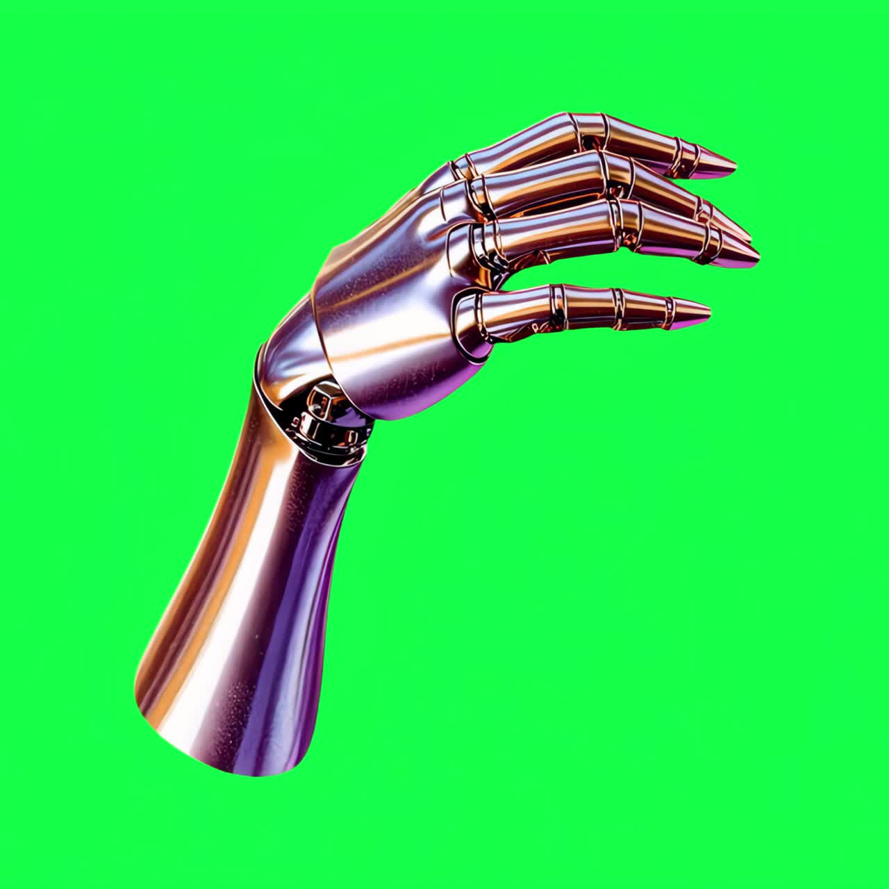 Futuristic robotic hand technology animation, transparent 4K video, green screen