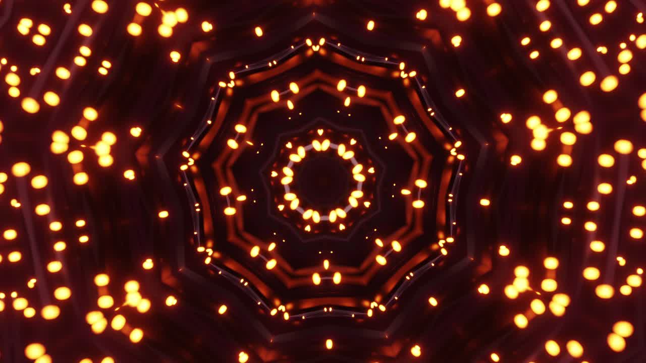 Very large and colorful looking object with lights on it. Kaleidoscope VJ loop