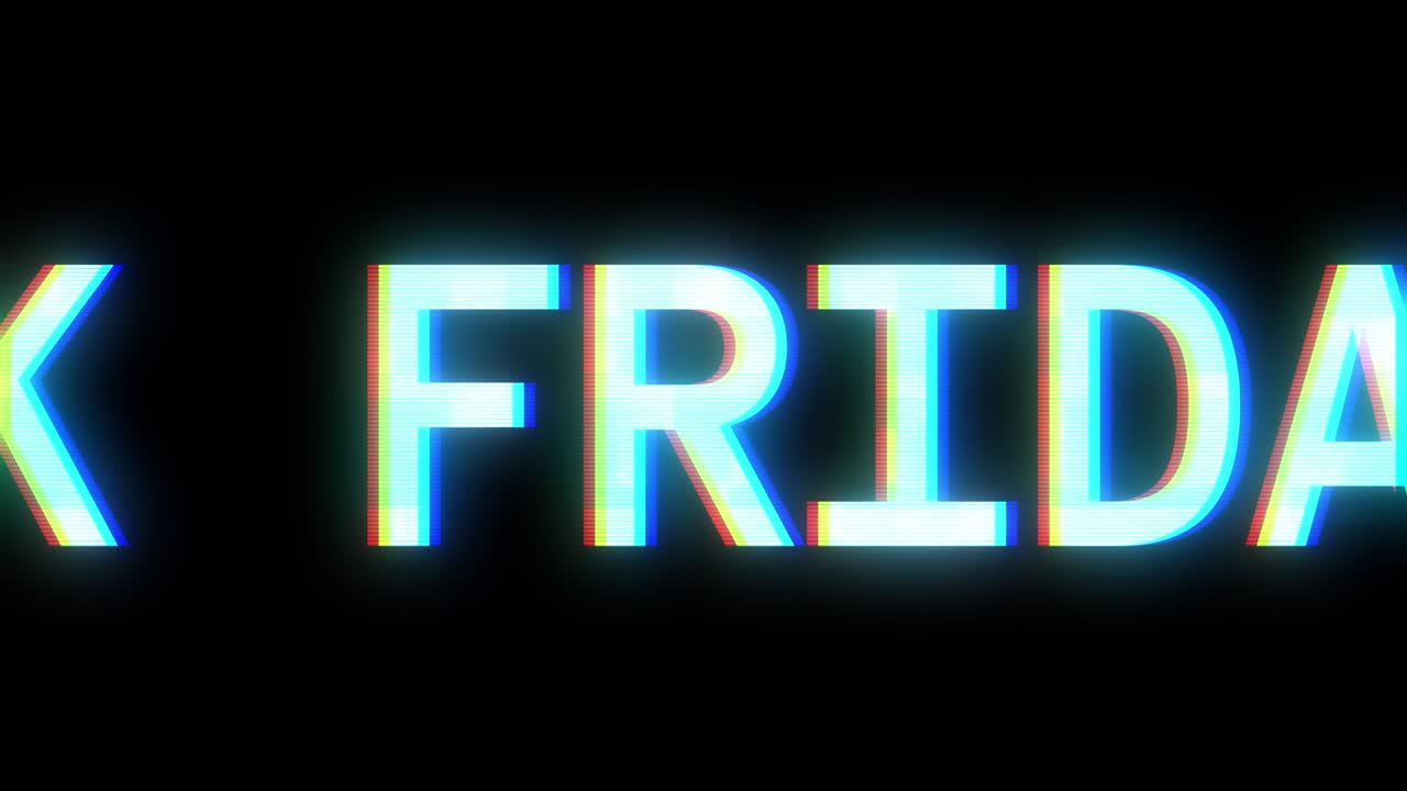 black friday promoción venta anuncio banner. fondo de animación. texto blackfriday carril de carrera con efecto de fallo. bucle sin costuras 4k imágenes.