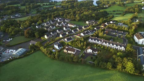 houses and real estate in beautiful kenmare residential town, county kerry, ireland - aerial