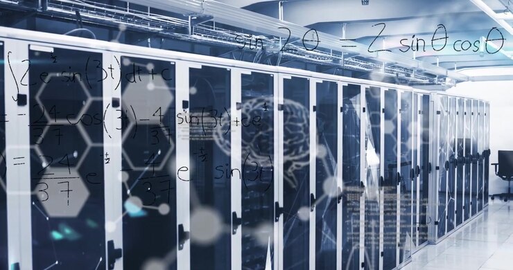 Animation of data processing over server room