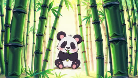 cute panda eating bamboo