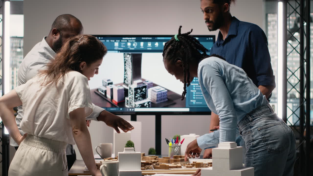 Vertical Video Close up of real estate contractors showing master plan for a housing layout