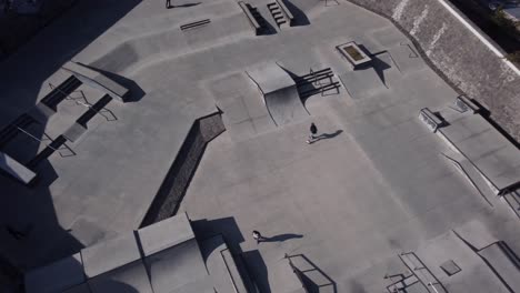 aerial view of a people skating in a skate park in mexico city