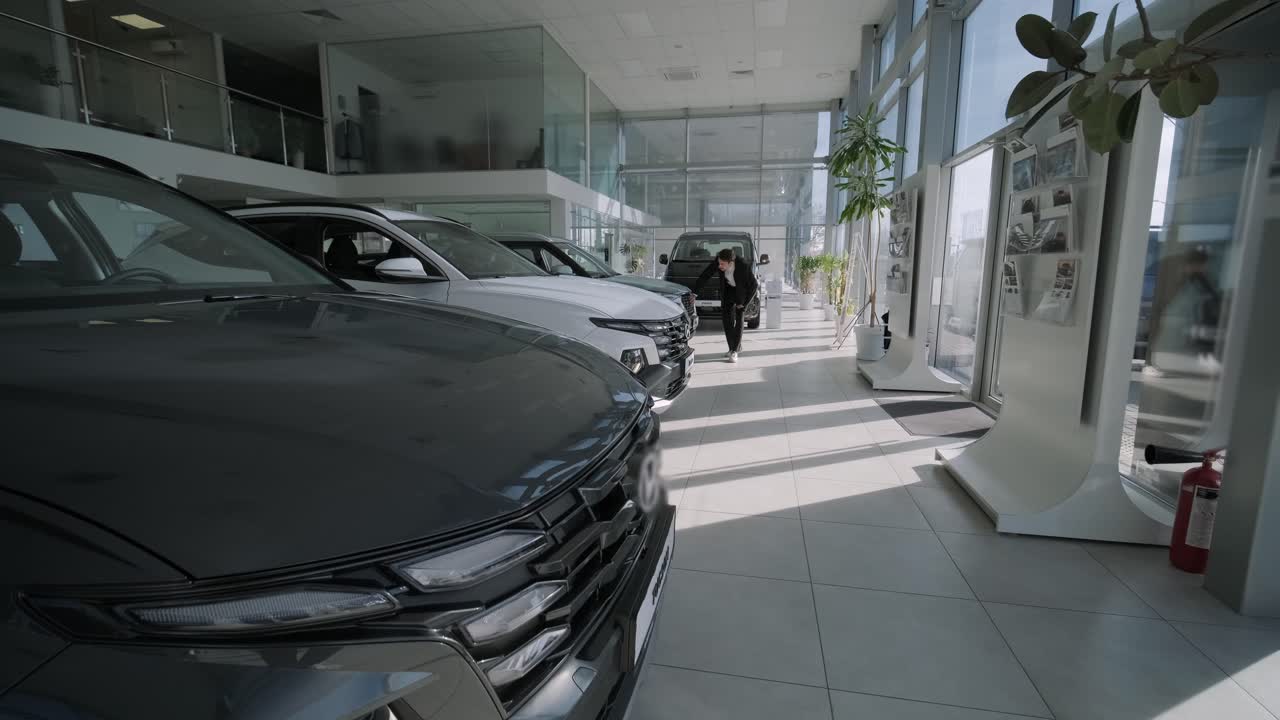 Car Dealership Showroom with New Cars