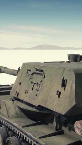 close-up view of a military tank