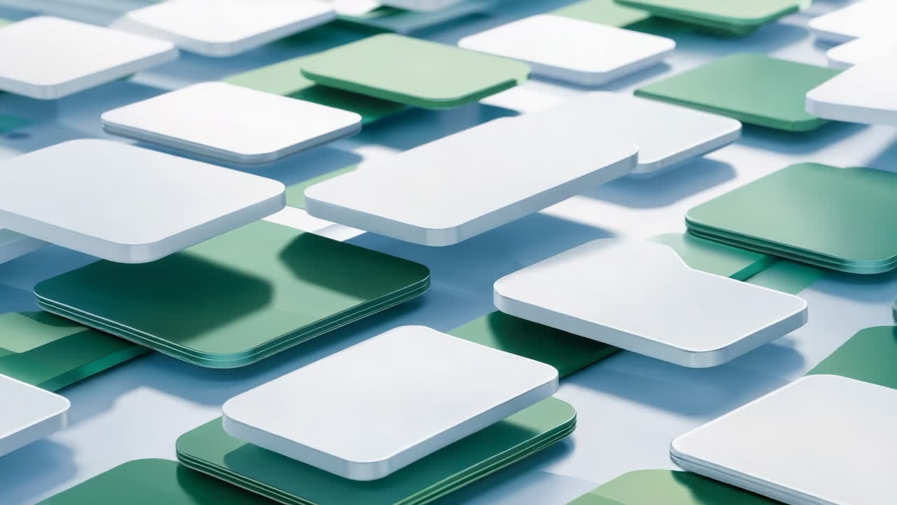Abstract Floating Green and White Geometric Tiles Pattern