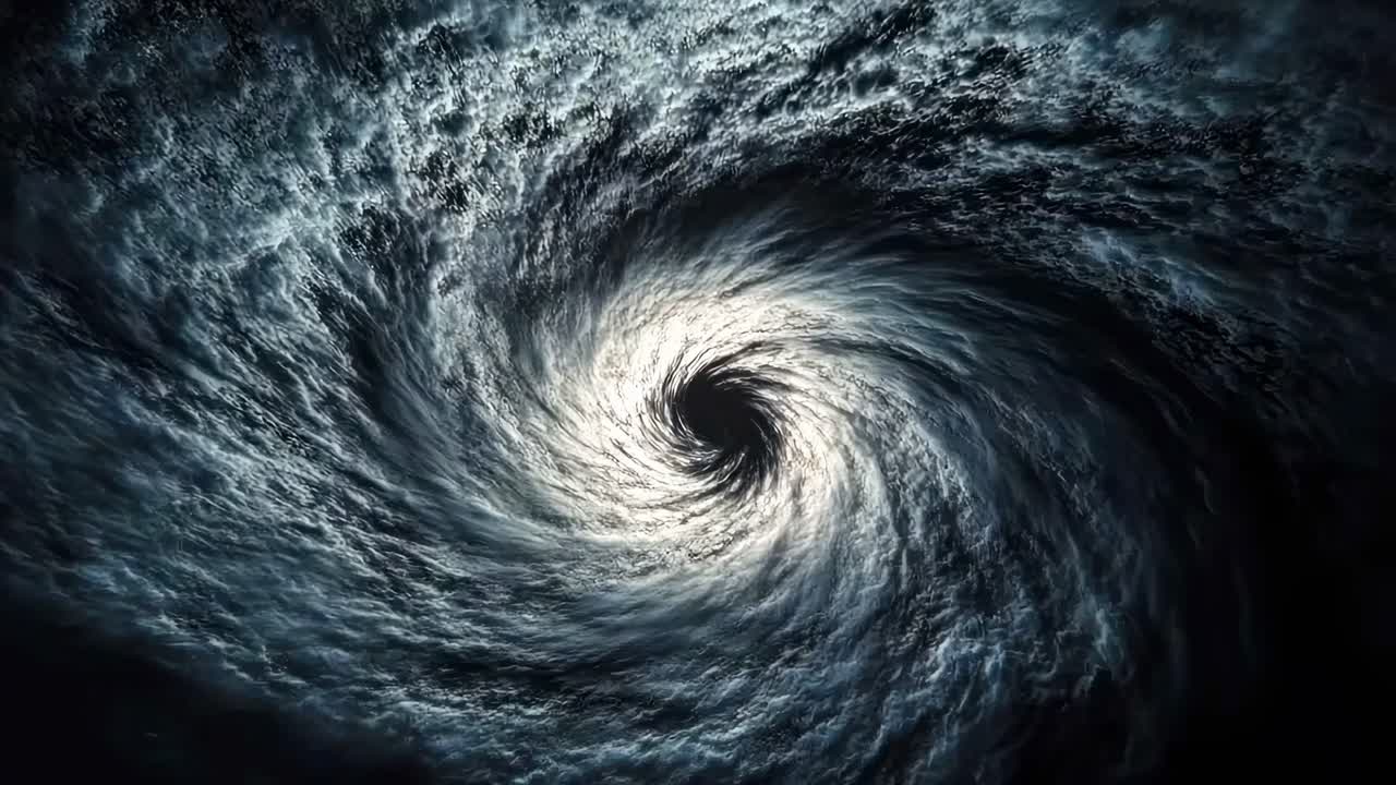 En hvirvlende vortex i et oppefra-og-ned-perspektiv, der skaber en dynamisk, hypnotisk effekt