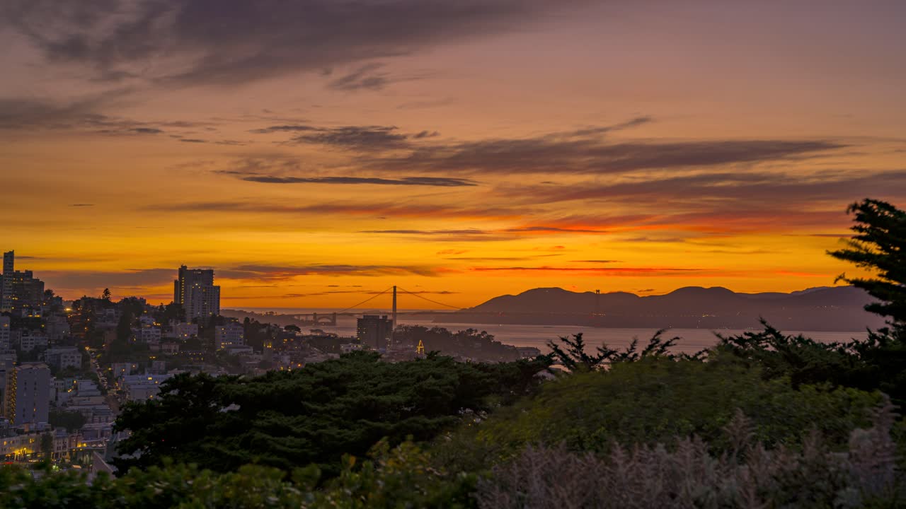 lapso de tiempo: puesta de sol de san francisco