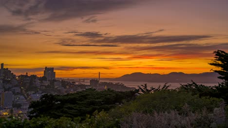 lapso de tiempo: puesta de sol de san francisco