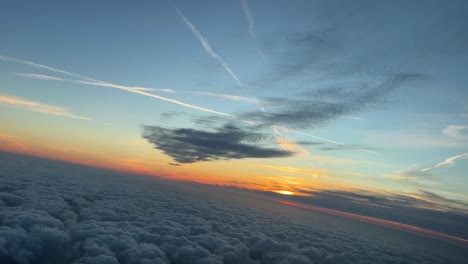 stunning pilot point of view from a jet cockpit of a sunset over the mediterranean sea