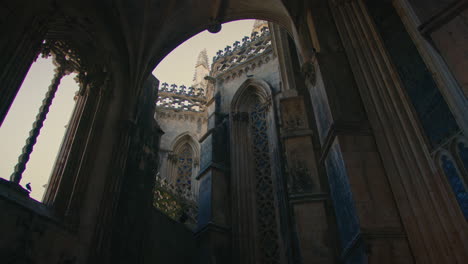 monastery of batalha capelas imperfeitas view for the outside of slow motion track out