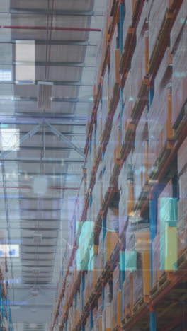animación del procesamiento de datos financieros en un almacén vacío