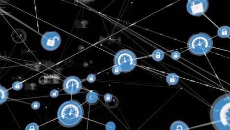 Animation-Des-Netzwerks-Von-Verbindungen-Mit-Symbolen-über-Statistiken