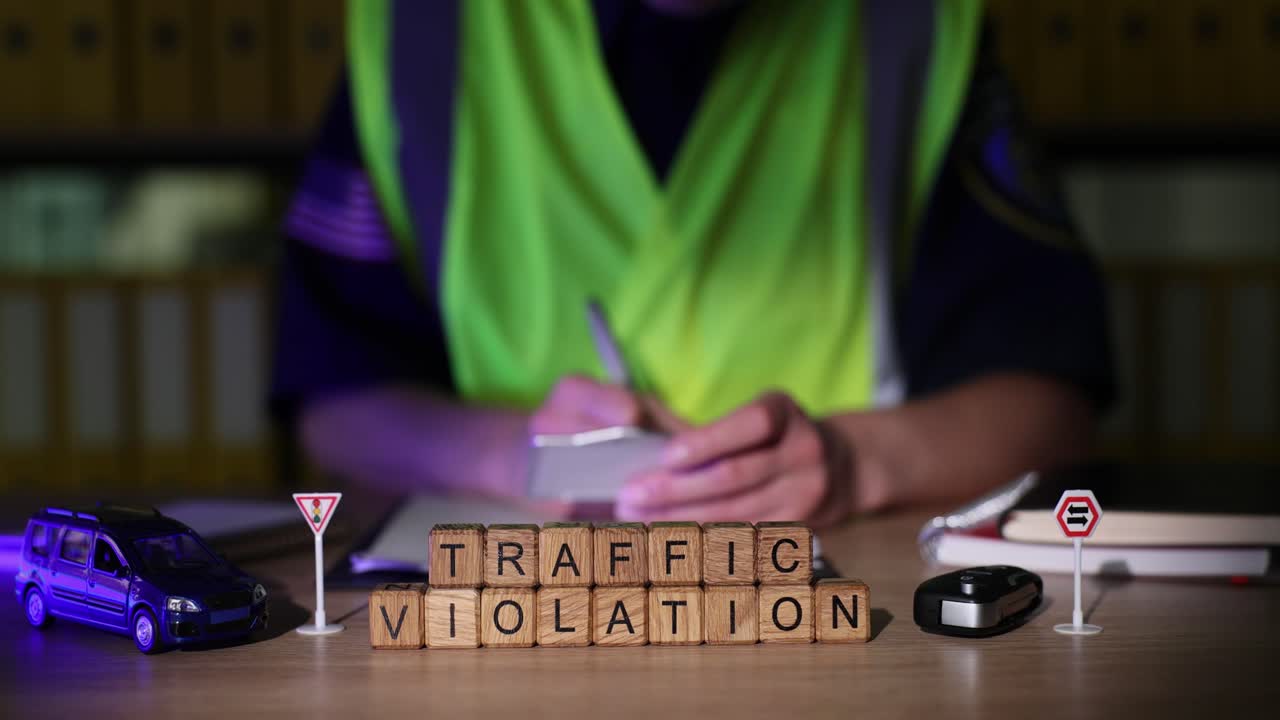 Traffic Violation Concept with Wooden Blocks