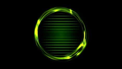 Green glowing electric rings and neon lines video animation