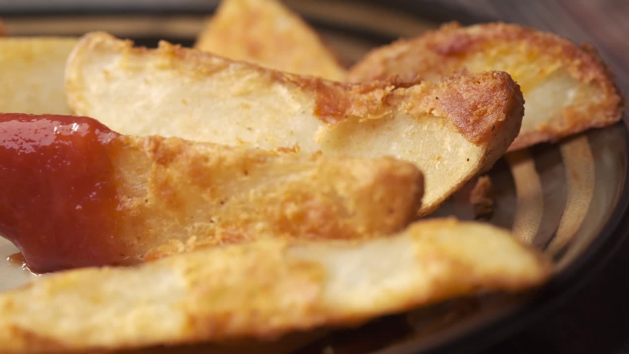 clavijas de patata crujientes con ketchup