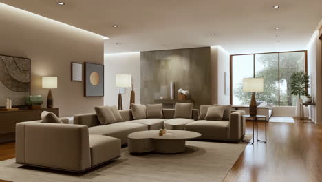 modern and elegant living room interior with large sofa