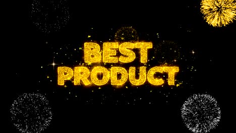 best product text reveal on glitter golden particles firework.