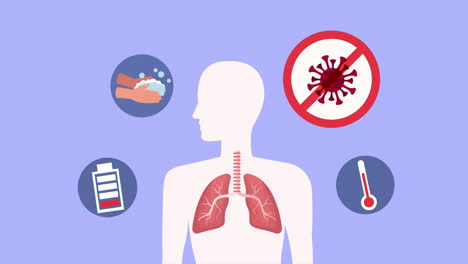 campaña de detención de covid-19 con anatomía y pulmones