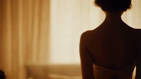 woman in elegant silhouette back view