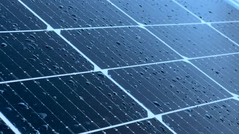 Close-Up-Rain-Drops-On-Solar-Panels-Outside