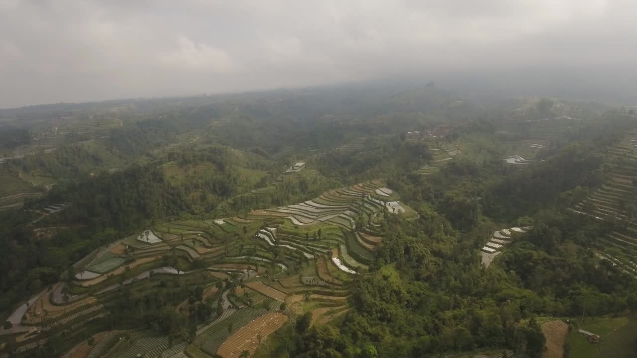 тропический ландшафт с сельскохозяйственными угодьями в горах