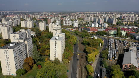 Aerial-view-in-Budapest-capitol-city-traffic