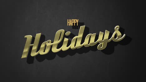 golden happy holidays text shining on a black background