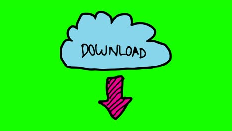 kids drawing green background with theme of download icon