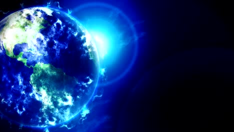 cloud earth in space, business symbol, blue loop animation,