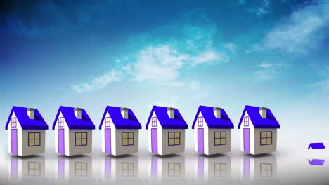 Purple-roofed-houses-appearing-in-a-line