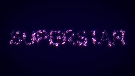 superestrella - texto hecho de brillantes diamantes rosados, aislado - video de bucle