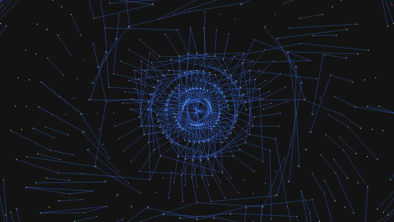 어두운 공간에 네온 선이 있는 추상 기술 패턴 1