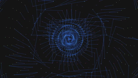patrón de tecnología abstracta con líneas de neón en el espacio oscuro 1