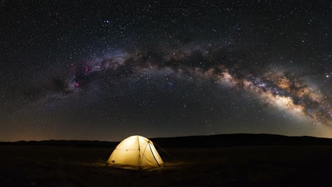 A Serene Night Under the Stars: Capturing the Milky Way Over a Camp Tent in a Remote Wilderness Setting, Perfect for Stargazers and Adventurers