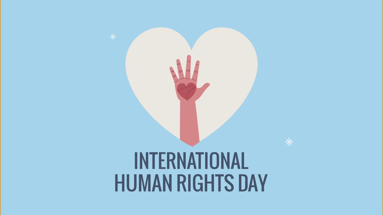 human rights lettering animation with hand in heart