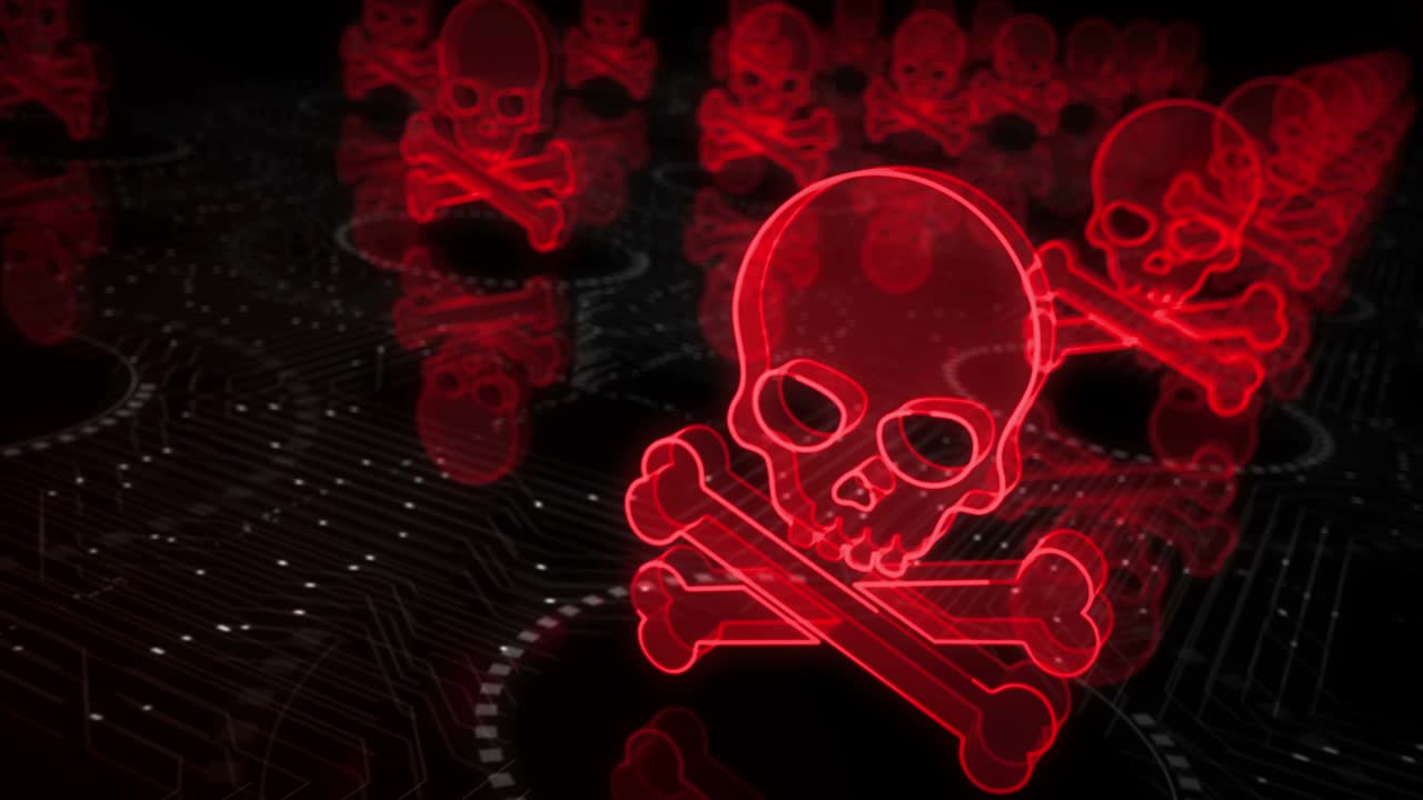 두개골 해적과 온라인 사이버 공격 기호: 루프 사이버 개념