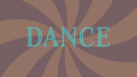 animación del texto de la danza sobre el patrón de rayas giratorias